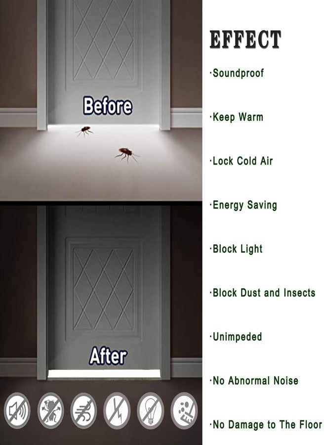 Yingd Door Draft Stopper with Brush Reduce Noise, 39" Rubber Door Sweep Breeze Blocker, Adjustable Under Door Draft Stoppers, Soundproofing for Doors, Door Seal - White - Image 5